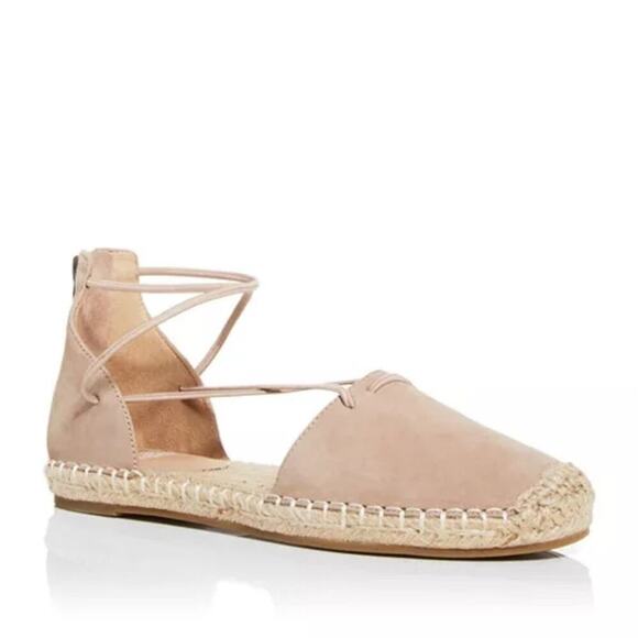 Eileen Fisher Flat Elastic Zip Back Espadrille Sandals Tan Nubuck Women Size 6.5 - Picture 1 of 8